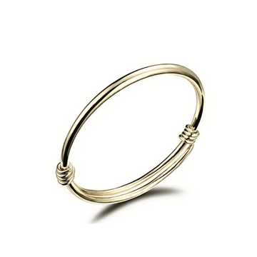 Babies/childrens 18K Gold Plated Polish Cuff Hoop Bangle - Size adjustable